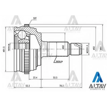 Aks Kafası Dış Civic 2006 Sonrası  Absli 26X60X28 (Oem No:44014-S6D-G50) (Adet)