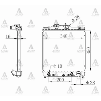 Su Radyatörü Civic 1992-2000 16Mm (At) (Oem No:19010-P03-901) (Adet)