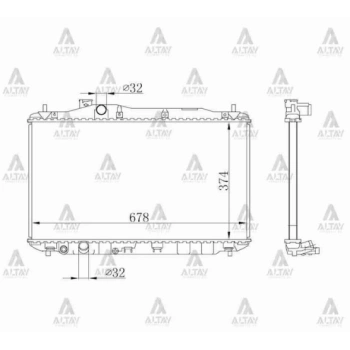 Su Radyatörü Civic 2006-2012 1.8 Vtec 18Mm (Mt) (Oem No:19010-Rsa-G01) (Adet)