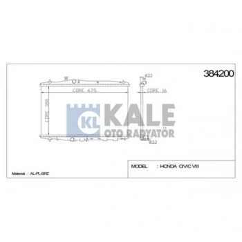 Radyatör Su Civic 2006-2012 1.8 Vtec 375X677X16 (Mt) (1 Adet) (Oem No: 19010-Rsp-G01)