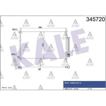 Radyatör Klima Crv 13= 2.0  2.4 (1 Adet) (Oem No: 80110-T0A-A01)