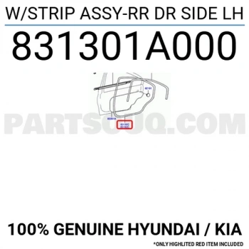 Kapı Toz Lastiği Accent 2000-2005 Arka Sol Oem No: 83130-1A000