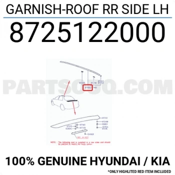 Tavan Çıtası Accent 1995-2000 Sağ  Oem No: 87261-22000
