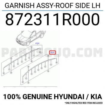 Tavan Çıtası Accent Blue 2011- Sol  Oem No: 87231-1R000