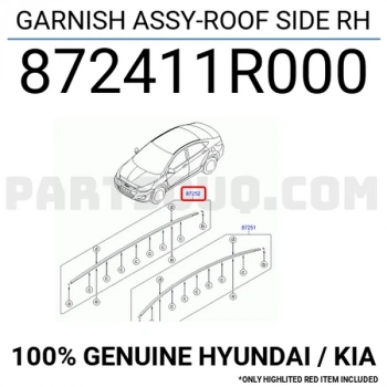 Tavan Çıtası Accent Blue 2011- Sağ  Oem No: 87241-1R000