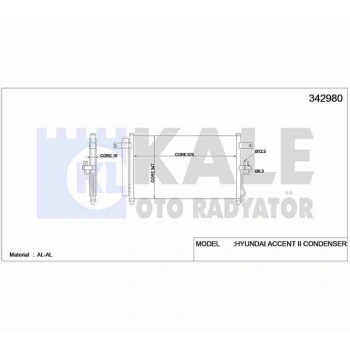 Radyatör Klima Accent 2003-2006 1.5 Dizel 3Cyl (1 Adet) (Oem No: 97606-25800)