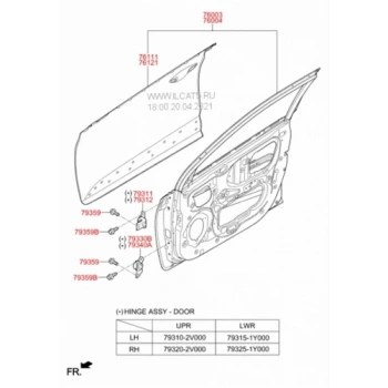 İ20 2015  Kapı Ön   Sağ Çıtalı Tip (Oem No:76004C7010)