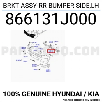 İ20 2008 2012 Tampon Braketi Arka   Sol  (Oem No:866131J000)