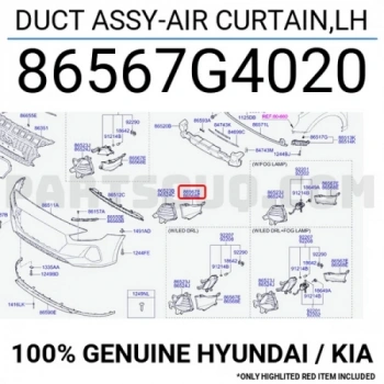 Hava Kanalı Ön Tampon İ30 16= Sol (1 Adet) (Oem No: 86567-G4020)