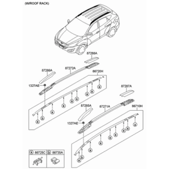 Çıta Tavan Oluk İx35 2010-2015 Sol (1 Adet) (Oem No: 87230-2S000)
