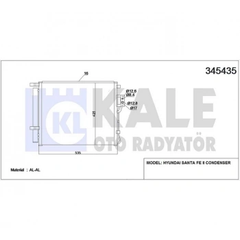 Radyatör Klima Santa Fe 2010-2012 2.0 Dizel (1 Adet) (Oem No: 97606-2B700)