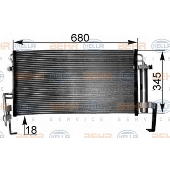 Santafe 2001  Klima Radyatörü Kurutucu İle Brazıng 658X338X18 (Oem No:9760626000)