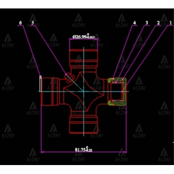 İstavroz Mafsal (Şaft) Starex 2002-2008  Bongo K2500 (28Mm X 82Mm Dıştan Segman) (1 Adet) (Oem No: Gu-1000)