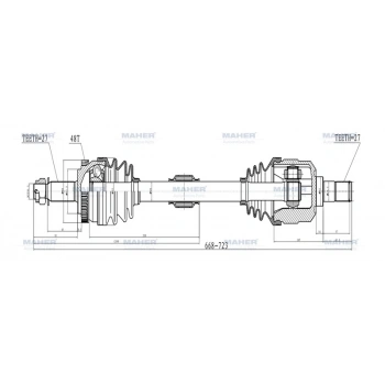 Aks Komple Ön Tucson 2004-2010 Dizel A-T Sol 4X4 2.0 Absli 48 Diş 668Mm (Oem No:49501-2E900) (Adet)