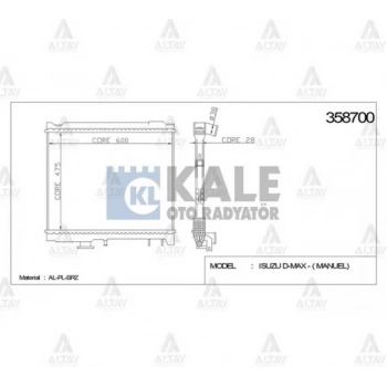 Radyatör Su D Max 2.4I 3.0 Dıtd 3.5 V6 24V 02= 475X588X26 (Mt) (1 Adet) (Oem No: 8973333532)