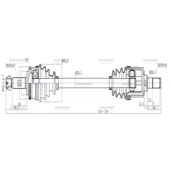 Aks Komple Ön I-30 2007-2011 Ceed 2007-2011 Benzinli Sol Absli 46 Diş 674Mm (Oem No:49501-2L010) (Adet)