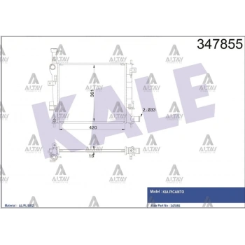 Radyatör Su Picanto 11= 1.0  1.2 (Mt) (1 Adet) (Oem No: Kle-347855)