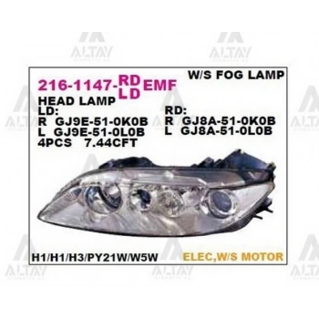 Far Mazda-6 2003-2006 Motorlu Sağ (1 Adet) (Oem No: Gj6A-51-0K0C)