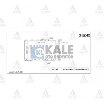 Radyatör Su Lancer  1992-1995 1.5  Colt 92-1994  Klimalı  Klimasız 375X658X16 (At) (1 Adet) (Oem No: Mb660566)