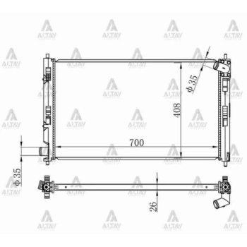 Su Radyatörü Lancer 2008 Sonrası  Asx 2010 Sonrası  Outlander 2006-2013 4007 4008 Dizel 698X408X26 (At) (Oem No:Mn156092) (Adet)
