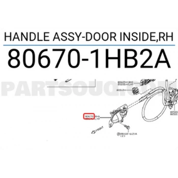 Kapı Kolu Micra Juke 2010 Sonrası  İç Sağ (Oem No:80670-1Hb2A) (Adet)