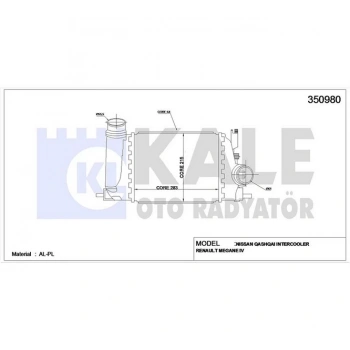 İntercooler (Ara Soğutucu) Qashqaı 14= 1.5 Dci  X-Trail 15=  Kadjar  Scenic   Megane  Talısman (1 Adet) (Oem No: 14461-4Ea0A)