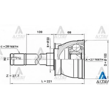 Aks Kafası Dış Pıckup D22 4X4 28X27X50 (Oem No:39211-58G00) (Adet)