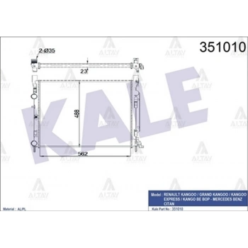 Su Radyatörü Mekanık Kangoo 2008 Sonrası  Cıtan 108 Cdı 2012 Sonrası  Cıtan 109 Cdı 2012 Sonrası  1.5 Dcı M-T 6M-T Klimalı (Oem No:8200455801) (Adet)