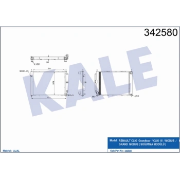 Su Radyatörü+Klıma Clio Iıı 2005-2012 Modüs 2004 Sonrası  1.5 Dcı M-T (Klıma İle Birlikte) Brazıng (Oem No:8200134606) (Adet)