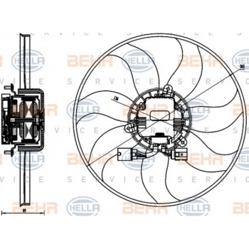 Golf5 Golf6 Jetta A3 Leon Caddy Leon 2004  Fan Motoru Sol (8Ew 351 040 071 (365 Mm) (Oem No:1K0959455Dl)