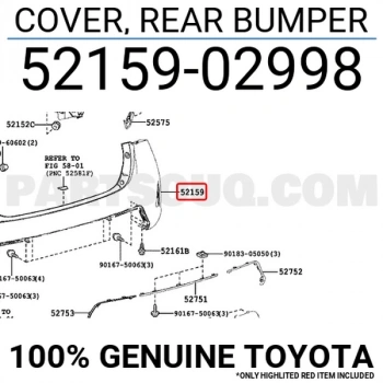 Tampon Auris Arka 2013 Sonrası  Park Sensör Delikli (Oem No:52159-02998) (Adet)