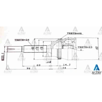 Aks Kafası Dış Corolla 02-03 Absli 26*58*23  Avensis 01= (1 Adet) (Oem No: To-1001A)