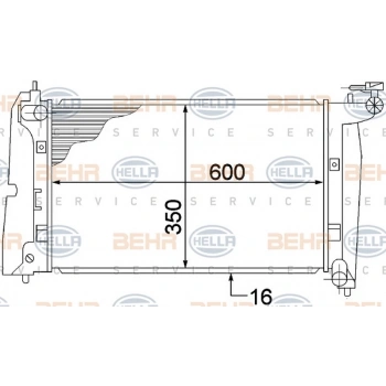 Corolla (E12) 1.4: 1.6 (Vidalı) 2002 2007 Su Radyatörü Manuel 600X348X16 (Oem No:1640021140)