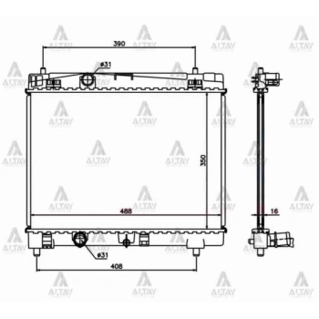 Su Radyatörü Yaris 2006-2014 Benzinli 1.0 - 1.3 (Mt) (Oem No:16400-0Q040) (Adet)