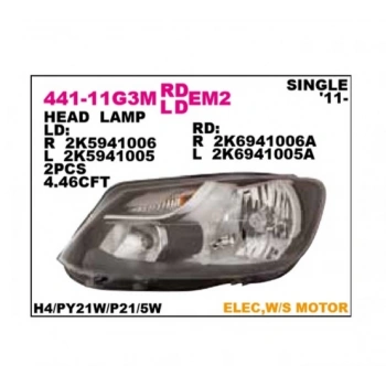 Far Caddy 2010-2015 (H4) Sol (1 Adet) (Oem No: 2K5941005A)