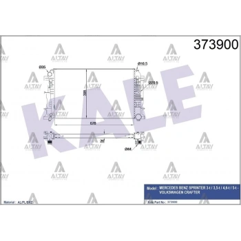 Su Radyatörü Crafter 2006 Sonrası  Bjk-Bjm-Cktb-Ckub 2.0 Tdı Brazıng (Oem No:2E0121253A) (Adet)