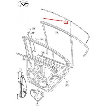 Volkswagen Passat 2014  Kapı Cam Çıtası Arka Sağ  (Oem No:3G5839644J7Z7)