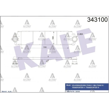 İntercooler (Ara Soğutucu) Transporter T5-T6 2004-2015 Axb-Axd-Axe-Caaa-Caab-Caac 1.9 Tdı-2.5 Tdı-2.0 Tdı (Brazıng) (Oem No:7H0145804B) (Adet)