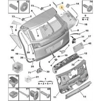 Arka Bagaj Camı Psa 3008 B.M 2016- (Oem No: 9810847480)