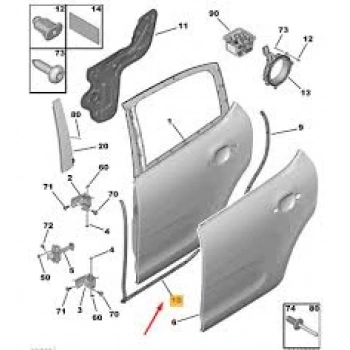 Arka Kapı Ara Fıtılı Sag C3 B618 Psa Peugeot 97-00 (Oem No: 9818382680)