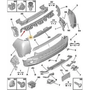 Arka Tampon Baglantı Ayak Psa 2008 B.M 2018- (Oem No: 9825842380)