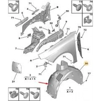 Çamurluk Davlumbazı Ön Sol Psa 508 Iı B.M 2018- (Oem No: 9813678680)