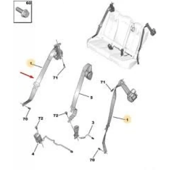 Emniyet Kemeri (Arka Sag) Psa 2008 (P24E)/208 (P21E) B.M 2018- (Oem No: 98412247Xx)