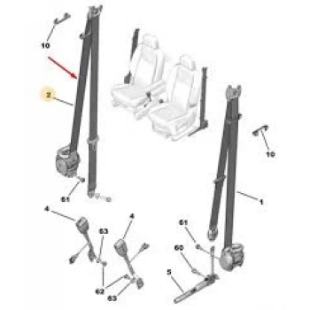 Emniyet Kemeri Komple Sağ Psa Partner / Rıfter B.M 2018- (Oem No: 98172277Xx)