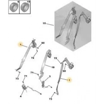 Emniyet Kemeri Komple Sol (Arka) Psa 2008 (P24E)/208 (P21E) B.M 2018- (Oem No: 98412248Xx)