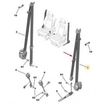 Emniyet Kemeri Komple Sol Psa Partner / Rıfter B.M 2018- (Oem No: 98172303Xx)