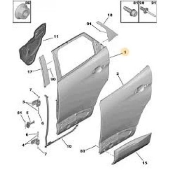 Kapı Arka Sol Psa 3008 B.M 2016- (Oem No: 9812317280)