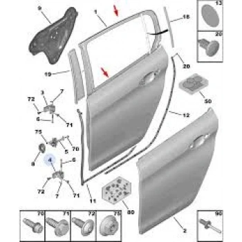 Kapı Arka Sol Psa 308 (T9) B.M 2016- (Oem No: 9802165680)