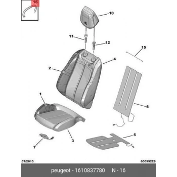 Koltuk Baglantı Agrafı Psa 308/3008 B.M 2014- (Oem No: 1610837780)