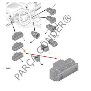 Komuta Dügmelerı Psa C5 Aırcross (C84) (Oem No: 98341501Zd)